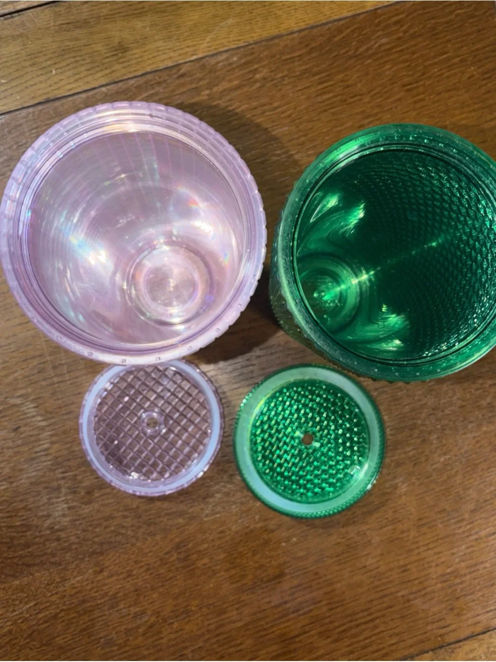 Starbucks Iridescent Pink & Metallic Green Studded Tumblers